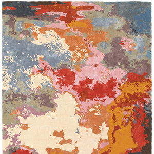 Homeroots 4' Hand Tufted Abstract Area Rug In Pink, Orange, And Blue – Elevate Your Space With Style! 4' X 6' Wool Blend 575817