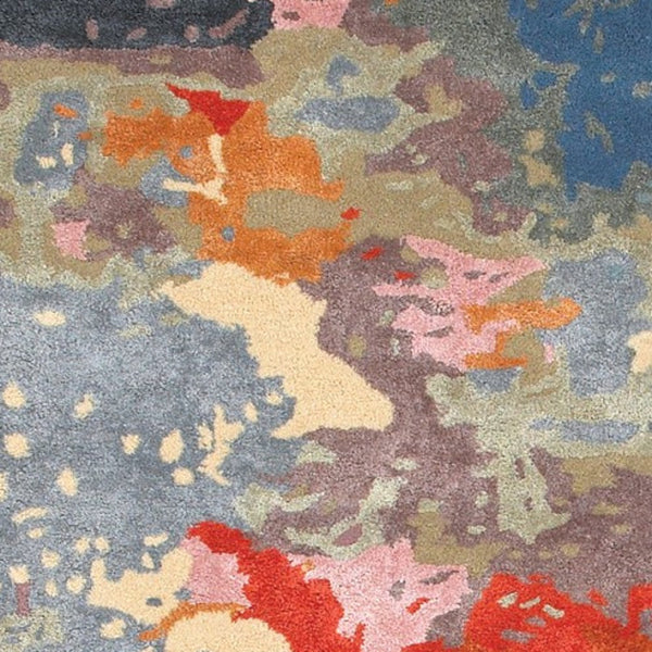Homeroots 4' Hand Tufted Abstract Area Rug In Pink, Orange, And Blue – Elevate Your Space With Style! 8' Runner Wool Blend 575818