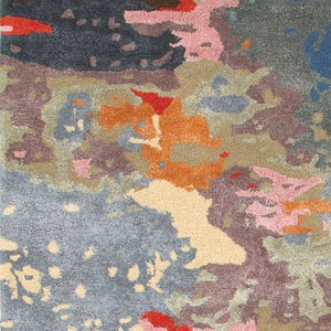 Homeroots 4' Hand Tufted Abstract Area Rug In Pink, Orange, And Blue – Elevate Your Space With Style! 8' Runner Wool Blend 575818