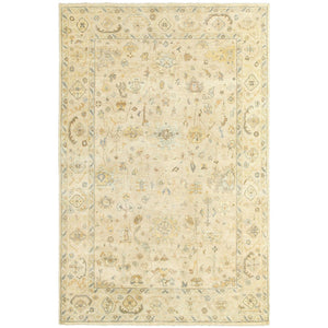 HomeRoots 6' Hand-Knotted Beige and Gray Wool Oriental Area Rug – Timeless Elegance for Any Room Decor 6' X 9' 575819