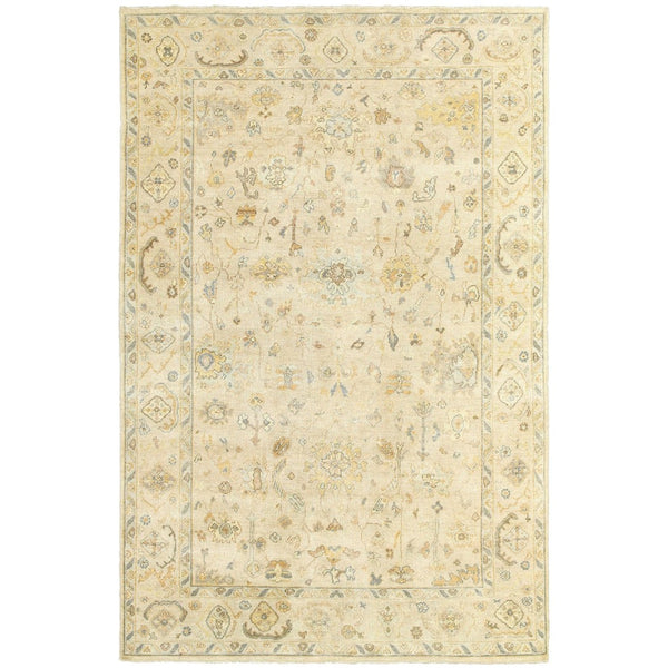 HomeRoots 6' Hand-Knotted Beige and Gray Wool Oriental Area Rug – Timeless Elegance for Any Room Decor 6' X 9' 575819
