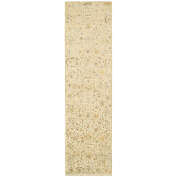 HomeRoots 6' Hand-Knotted Beige and Gray Wool Oriental Area Rug – Timeless Elegance for Any Room Decor 10' Runner 575820