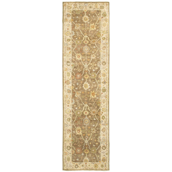 HomeRoots 6' Hand-Knotted Wool Oriental Area Rug in Brown and Beige - Timeless Design for Elegant Interiors 10' Runner 575822