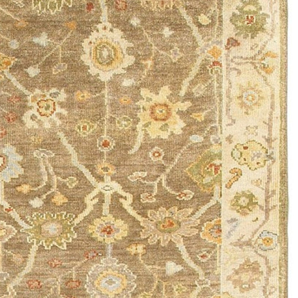 HomeRoots 6' Hand-Knotted Wool Oriental Area Rug in Brown and Beige - Timeless Design for Elegant Interiors 10' Runner 575822