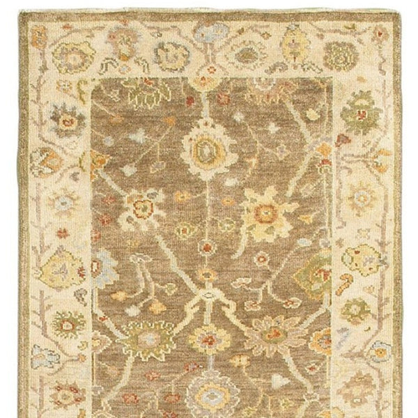 HomeRoots 6' Hand-Knotted Wool Oriental Area Rug in Brown and Beige - Timeless Design for Elegant Interiors 10' Runner 575822