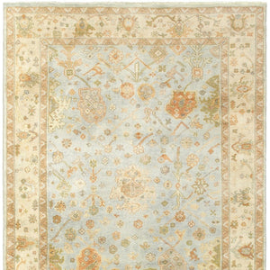 HomeRoots 6' Hand-Knotted Wool Oriental Area Rug in Blue and Sand - Durable, Timeless Design for Any Space 6' X 9' 575823