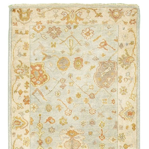 HomeRoots 6' Hand-Knotted Wool Oriental Area Rug in Blue and Sand - Durable, Timeless Design for Any Space 10' Runner 575824