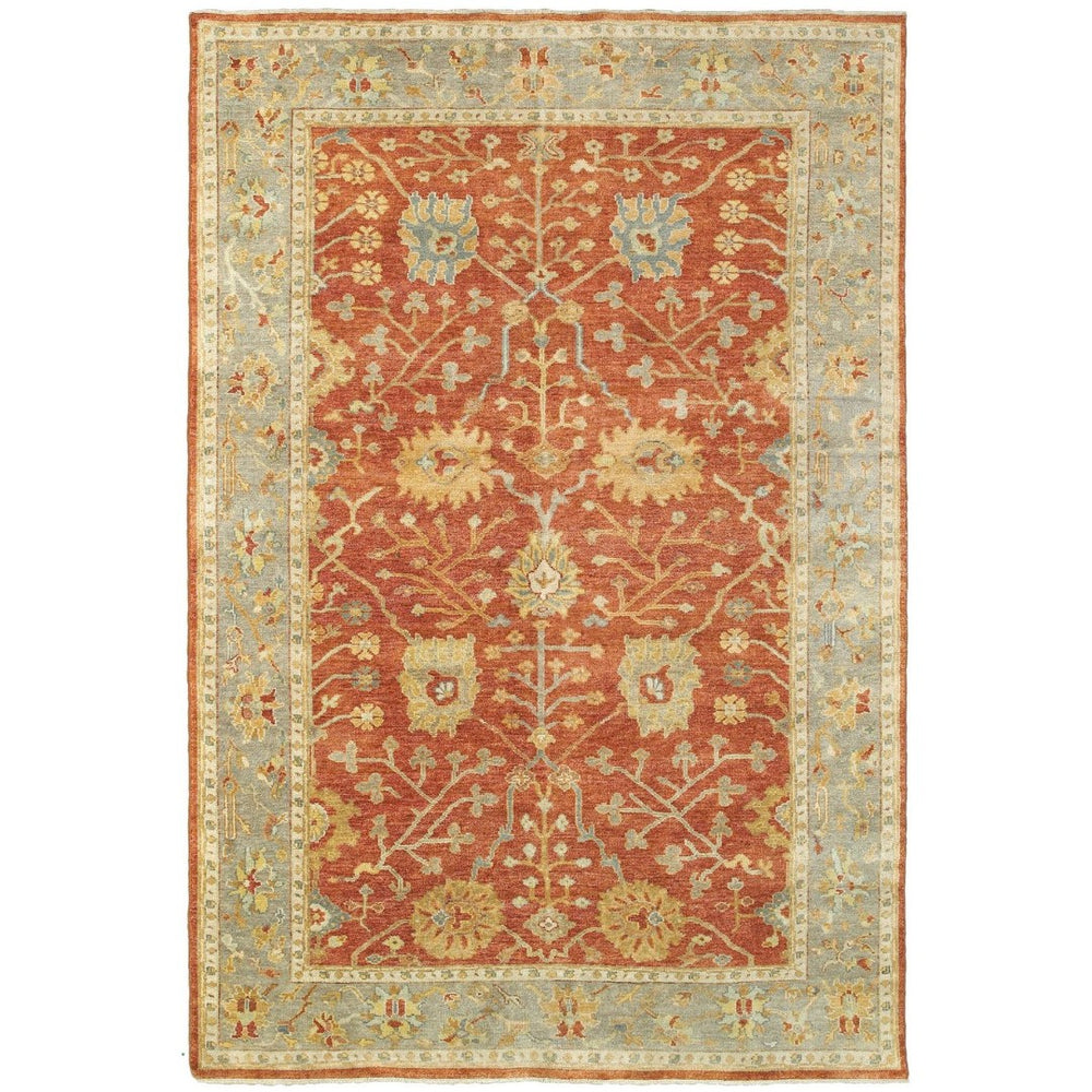 HomeRoots 2' Timeless Red and Gray Hand-Knotted Wool Oriental Area Rug for Elegant Home Decor Accents 6' X 9' 575827