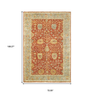 Homeroots 2' Hand Knotted Red And Gray Wool Oriental Area Rug – Unique Artisan Craftsmanship For Your Home 6' X 9' Wool 575827