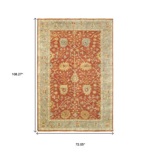 Homeroots 2' Hand Knotted Red And Gray Wool Oriental Area Rug – Unique Artisan Craftsmanship For Your Home 6' X 9' Wool 575827