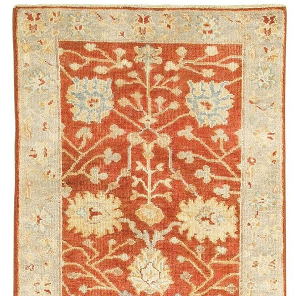 Homeroots 2' Hand Knotted Red And Gray Wool Oriental Area Rug – Unique Artisan Craftsmanship For Your Home 10' Runner Wool 575828