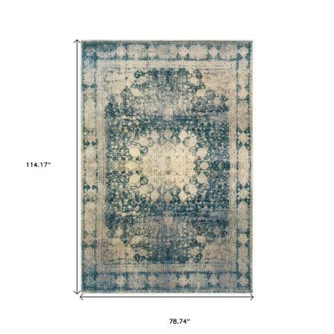 Homeroots 4' Ivory Oriental Area Rug – Distressed Design For A Timeless Touch In Any Home Décor Space 7' X 10' Polypropylene,Polyester 575834