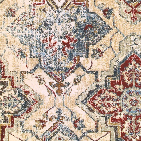 Homeroots 4' Ivory And Gold Oriental Area Rug - Elegant Power Loom Design For Warmth And Style In Any Space 7' X 10' Polypropylene,Polyester 575835