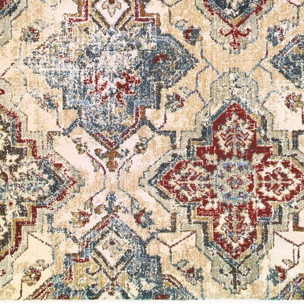 Homeroots 4' Ivory And Gold Oriental Area Rug - Elegant Power Loom Design For Warmth And Style In Any Space 7' X 10' Polypropylene,Polyester 575835