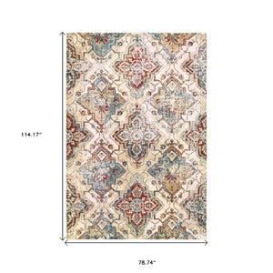 Homeroots 4' Ivory And Gold Oriental Area Rug - Elegant Power Loom Design For Warmth And Style In Any Space 7' X 10' Polypropylene,Polyester 575835
