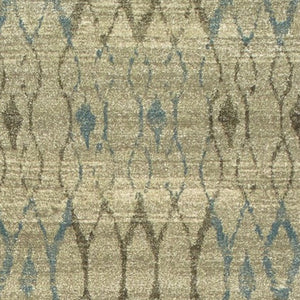 Homeroots 5' Elevate Your Space With A Blue And Ivory Geometric Distressed Area Rug - Stylish & Stain Resistant 8' Runner Polypropylene 575840