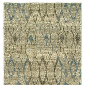 Homeroots 5' Elevate Your Space With A Blue And Ivory Geometric Distressed Area Rug - Stylish & Stain Resistant 8' Runner Polypropylene 575840