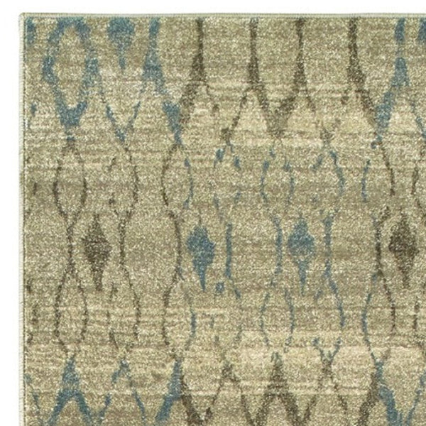 Homeroots 5' Elevate Your Space With A Blue And Ivory Geometric Distressed Area Rug - Stylish & Stain Resistant 8' Runner Polypropylene 575840