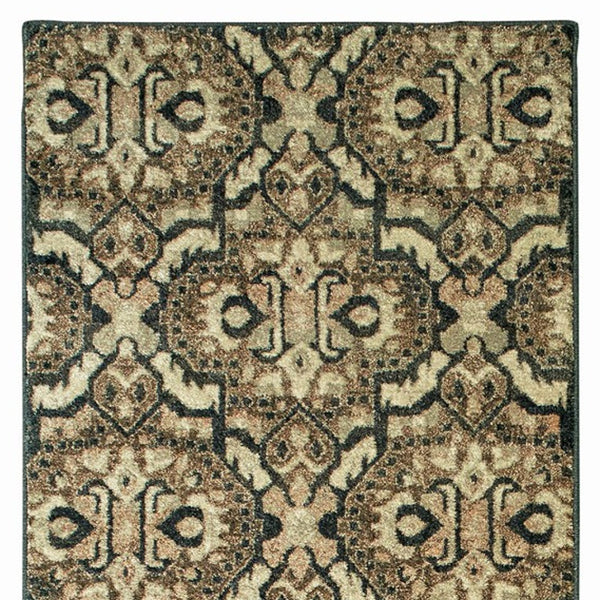 Homeroots 10' Brown Geometric Area Rug - Stylish Stain-resistant Design For Sophisticated Living Spaces 8' Runner Polypropylene 575841