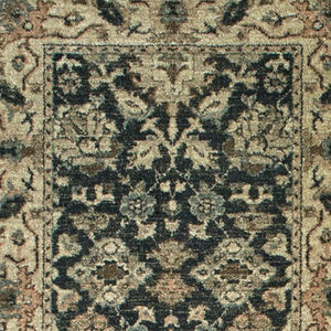 Homeroots 4' Navy Blue Oriental Area Rug - Stain Resistant, Stylish Design For Pets And Kids, Perfect For Any Room 8' Runner Polypropylene 575843