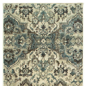 Homeroots 5' Ivory Oriental Area Rug - Elegant Design, Stain Resistant, Perfect For Living Rooms & Kids' Spaces 8' Runner Polypropylene 575844