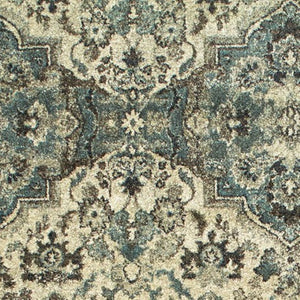 Homeroots 5' Ivory Oriental Area Rug - Elegant Design, Stain Resistant, Perfect For Living Rooms & Kids' Spaces 8' Runner Polypropylene 575844