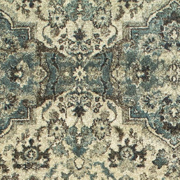 Homeroots 5' Ivory Oriental Area Rug - Elegant Design, Stain Resistant, Perfect For Living Rooms & Kids' Spaces 8' Runner Polypropylene 575844