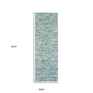 Homeroots 5' Hand Tufted Area Rug In Blue And Teal - Enhance Your Space With Comfort And Style Today! 8' Runner Wool Blend 575847