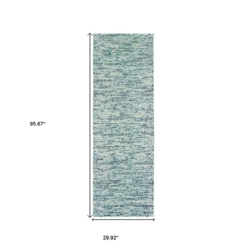 Homeroots 5' Hand Tufted Area Rug In Blue And Teal - Enhance Your Space With Comfort And Style Today! 8' Runner Wool Blend 575847