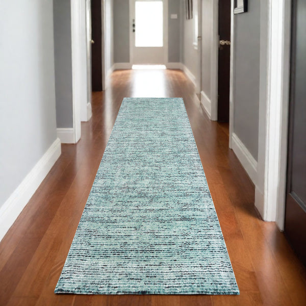 Homeroots 5' Hand Tufted Area Rug In Blue And Teal - Enhance Your Space With Comfort And Style Today! 8' Runner Wool Blend 575847