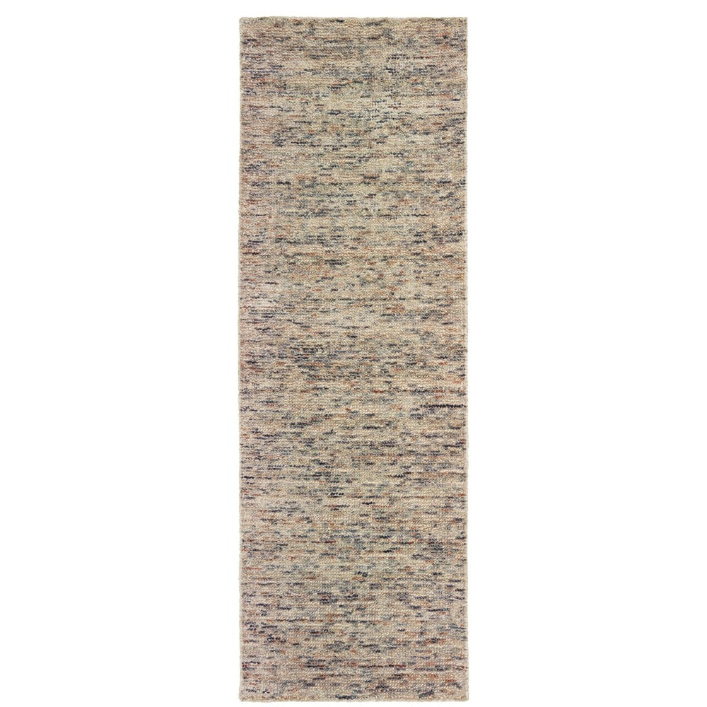 HomeRoots 5' Hand-Tufted Area Rug in Rich Blue and Teal Hues: Plush Comfort and Modern Style for Any Room Ivory/ Sand 575868