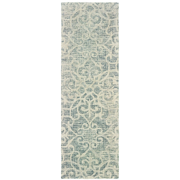 HomeRoots 5' Modern Gray and Ivory Wool Geometric Hand-Tufted Area Rug for Stylish Home Decor and Comfort 8' Runner 575869