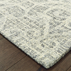 HomeRoots 5' Modern Gray and Ivory Wool Geometric Hand-Tufted Area Rug for Stylish Home Decor and Comfort 8' Runner 575869
