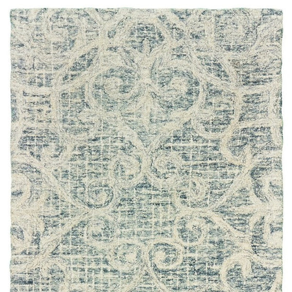 HomeRoots 5' Modern Gray and Ivory Wool Geometric Hand-Tufted Area Rug for Stylish Home Decor and Comfort 8' Runner 575869