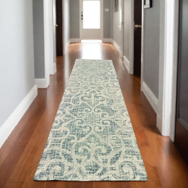HomeRoots 5' Modern Gray and Ivory Wool Geometric Hand-Tufted Area Rug for Stylish Home Decor and Comfort 8' Runner 575869