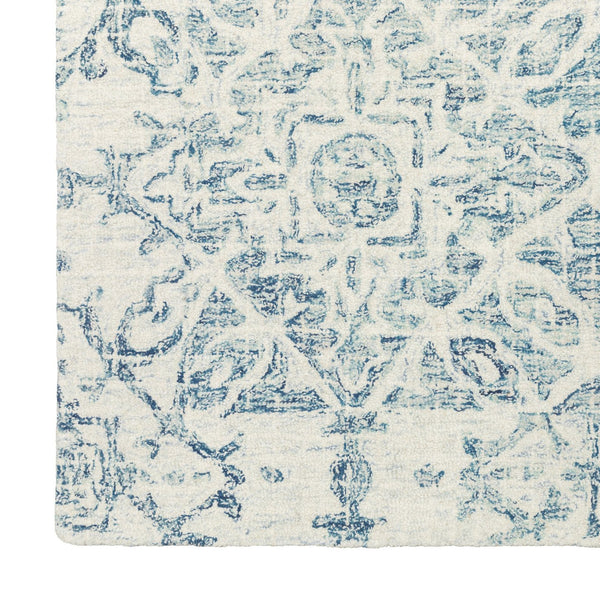 Homeroots 5' Geometric Blue Wool Hand-tufted Area Rug – Stylish Rectangular Design For Modern Home Decor 8' Runner Wool 575870