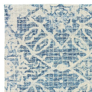 Homeroots 5' Geometric Blue Wool Hand-tufted Area Rug – Stylish Rectangular Design For Modern Home Decor 8' Runner Wool 575870