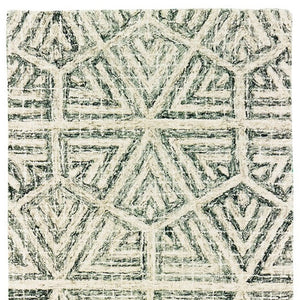 Homeroots 5' Elegant Gray And Ivory Geometric Hand-tufted Wool Area Rug For Stylish Home Décor Enhancement 8' Runner Wool 575871