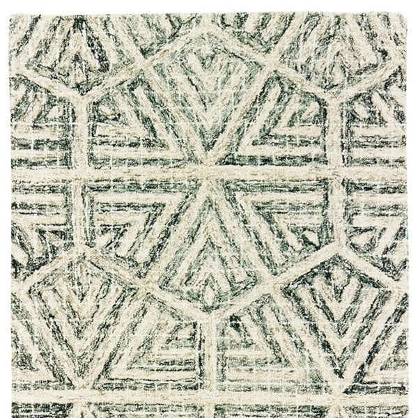 Homeroots 5' Elegant Gray And Ivory Geometric Hand-tufted Wool Area Rug For Stylish Home Décor Enhancement 8' Runner Wool 575871