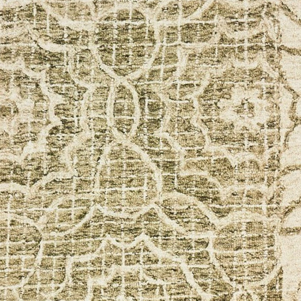 Homeroots 5' Green Wool Geometric Hand-tufted Area Rug - Elevate Your Space With Artful Style & Sophistication 8' Runner Wool 575872