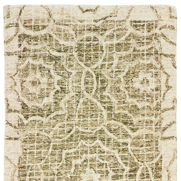 Homeroots 5' Green Wool Geometric Hand-tufted Area Rug - Elevate Your Space With Artful Style & Sophistication 8' Runner Wool 575872