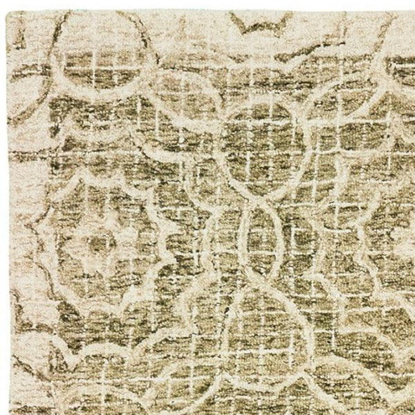 Homeroots 5' Green Wool Geometric Hand-tufted Area Rug - Elevate Your Space With Artful Style & Sophistication 8' Runner Wool 575872