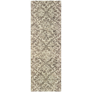 HomeRoots 5' Hand-Tufted Wool Area Rug with Classic Floral Design in Brown and Ivory for Timeless Elegance 8' Runner 575873