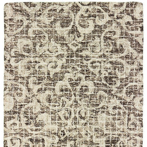 Homeroots 5' Brown Floral Wool Hand Tufted Area Rug – Elevate Your Space With Style And Sophistication 8' Runner Wool 575873