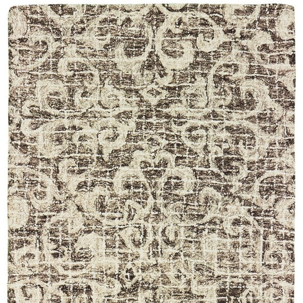 Homeroots 5' Brown Floral Wool Hand Tufted Area Rug – Elevate Your Space With Style And Sophistication 8' Runner Wool 575873