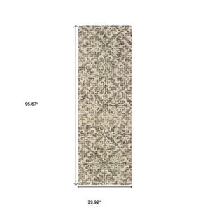 Homeroots 5' Brown Floral Wool Hand Tufted Area Rug – Elevate Your Space With Style And Sophistication 8' Runner Wool 575873