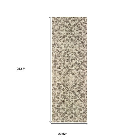 Homeroots 5' Brown Floral Wool Hand Tufted Area Rug – Elevate Your Space With Style And Sophistication 8' Runner Wool 575873