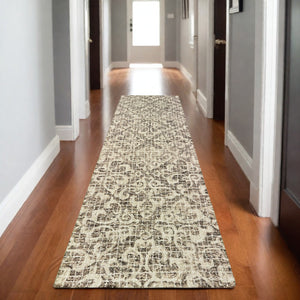 Homeroots 5' Brown Floral Wool Hand Tufted Area Rug – Elevate Your Space With Style And Sophistication 8' Runner Wool 575873