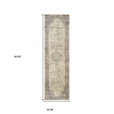 Homeroots 10' Ivory Oriental Power Loom Area Rug - Stylish, Stain Resistant, Perfect For Family Spaces & Decor 8' Runner Polypropylene 575875