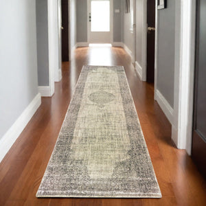 Homeroots 10' Ivory Oriental Power Loom Area Rug - Stylish, Stain Resistant, Perfect For Family Spaces & Decor 8' Runner Polypropylene 575875